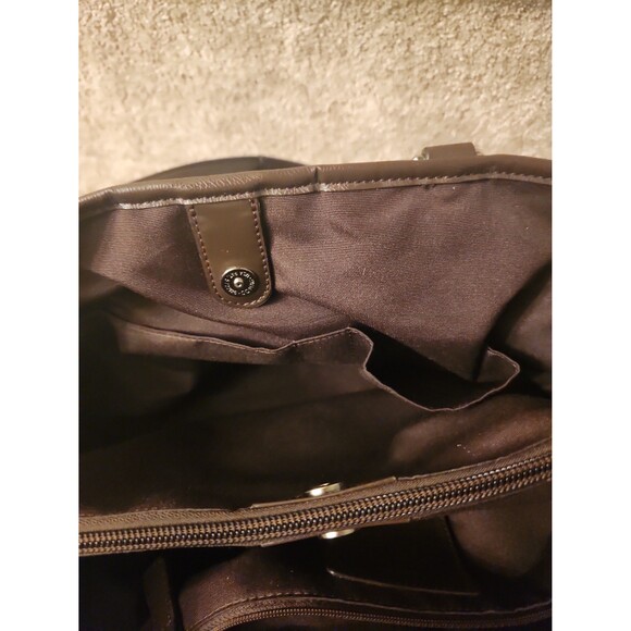 Coach Brown Jacquard Fabric Monogram Tote w/ Side Drawstrings & Leather Accents - Picture 10 of 11